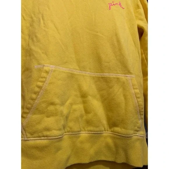 Victoria's Secret PINK Yellow All You Need Is PINK Embroidered Hoodie Small - Picture 8 of 9